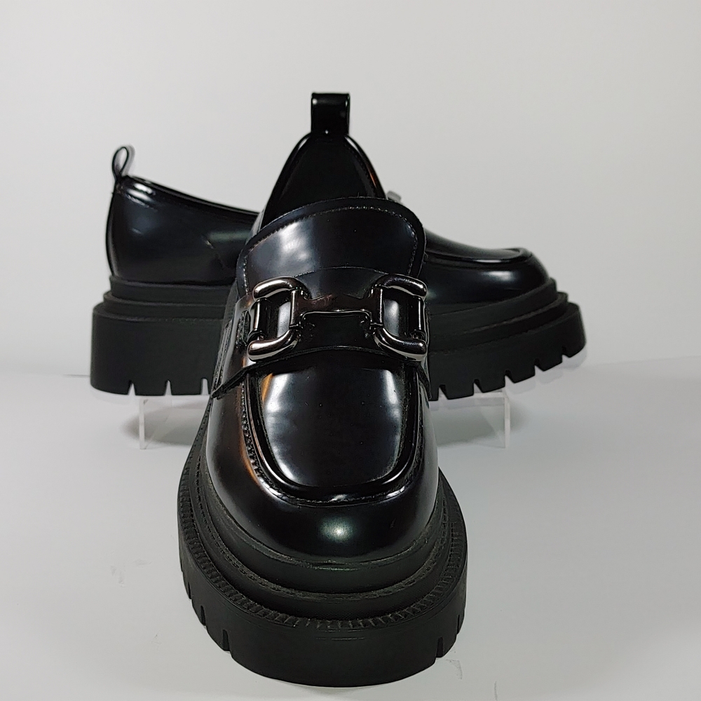 Madden Girl Black Patent Platform Loafers